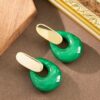 Emerald Twist Irregular Resin Drop Earrings – Alloy Frame