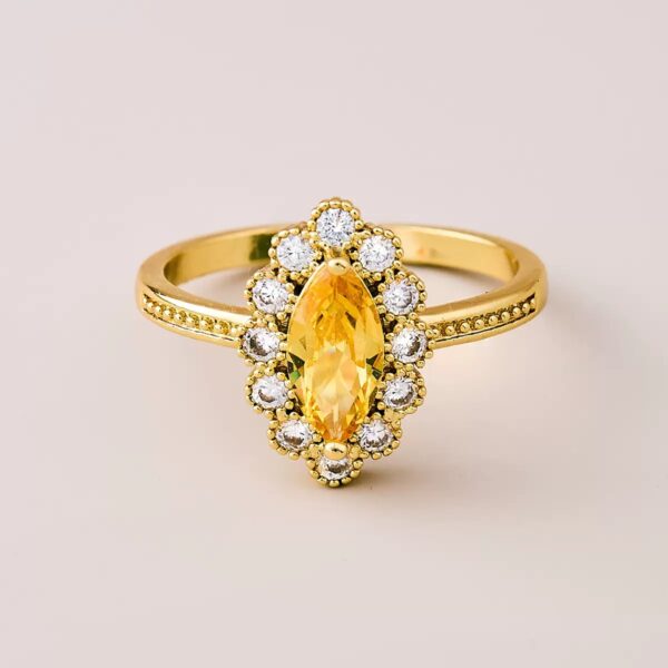 Gold Open Ring with Colored Zircon & Sparkling Accents