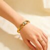 Gold Evil Eye Bracelet for Women – Stainless Steel Lucky Protection Bangle Jewelry