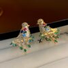 472ff89b666d9f03d13683103e09a15b Golden Crystal Encrusted Bird Earrings