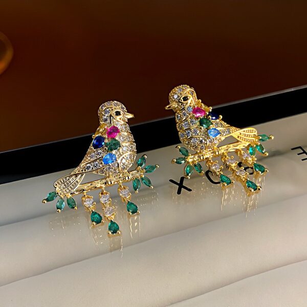 472ff89b666d9f03d13683103e09a15b Golden Crystal Encrusted Bird Earrings