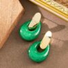 Emerald Twist Irregular Resin Drop Earrings – Alloy Frame
