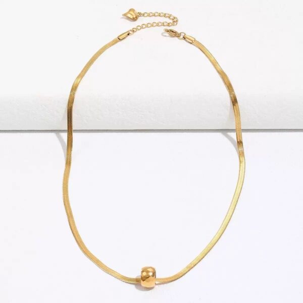 Nova Herringbone Titanium Necklace | Minimalist Gold Bead Chain