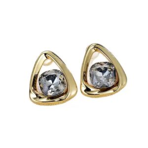 Golden Triangle Faux Diamond Stud Earrings