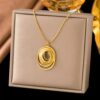 Golden Circle Titanium Steel Pendant Necklace