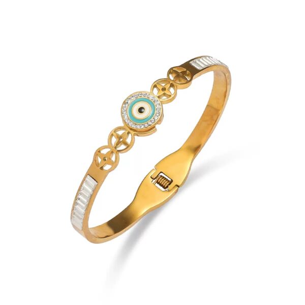 Stainless Steel Charm Bracelets for Women-Stainless Steel Lucky Charm Bangle