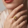 Gold Open Ring with Colored Zircon & Sparkling Accents