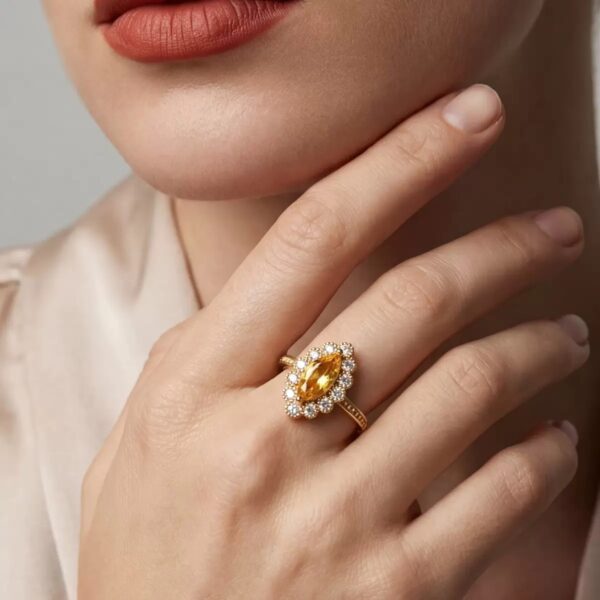 Gold Open Ring with Colored Zircon & Sparkling Accents