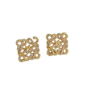Golden Crystal Lattice Square Earrings