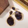 Minimalist Amber Geometric Alloy Earrings | Trendy Irregular Shape