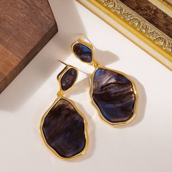 Minimalist Amber Geometric Alloy Earrings | Trendy Irregular Shape