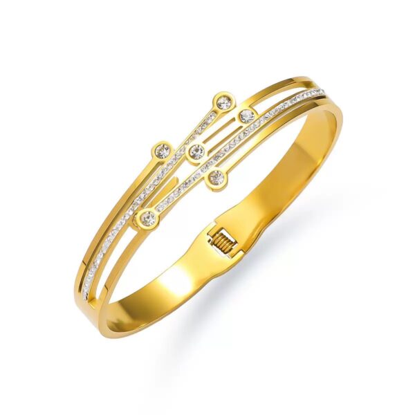 Stainless Steel Charm Bracelets for Women-Stainless Steel Lucky Charm Bangle