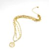 69b8611c8c2005e2500f423d7a017904 Tree of Life Layered Titanium Necklace | Gold Double Chain Pendant