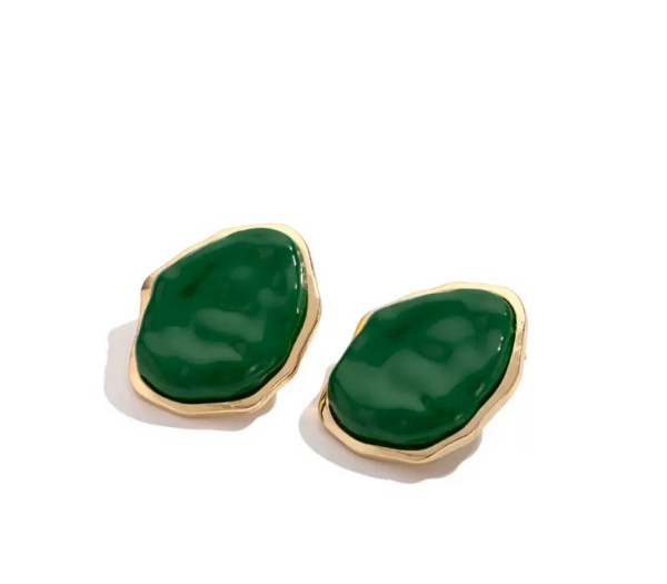 Minimalist Irregular Green Alloy Earrings | Trendy Geometric Design