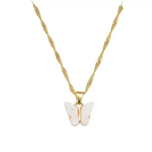 Aurora Butterfly Titanium Necklace | Elegant Gold Pendant Chain