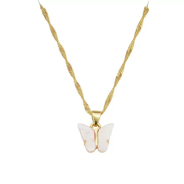 Aurora Butterfly Titanium Necklace | Elegant Gold Pendant Chain