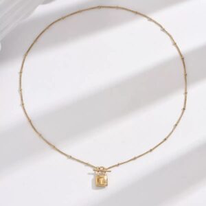 Golden Lock Charm Necklace