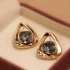 Golden Triangle Faux Diamond Stud Earrings