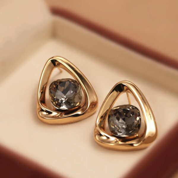 Golden Triangle Faux Diamond Stud Earrings