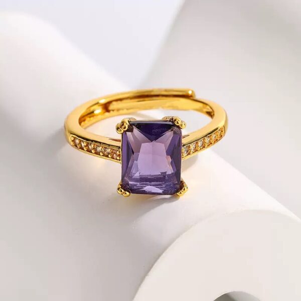 Square Zircon Adjustable Gold Ring