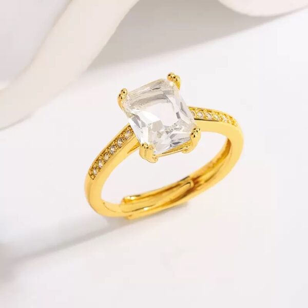 Square Zircon Adjustable Gold Ring