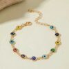 Colorful Evil Eye Lucky Protection Bracelet | Gold-Tone Adjustable Good Luck Charm Bracelet