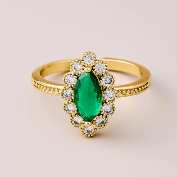 Gold Open Ring with Colored Zircon & Sparkling Accents