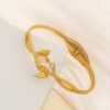 Gold Butterfly Bracelet for Women – Stainless Steel Crystal Open Bangle Jewelry