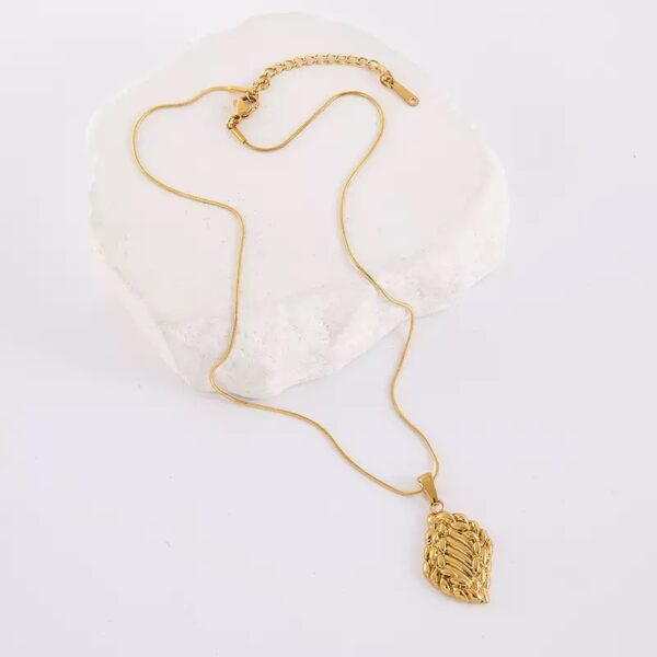 Golden Leaf Titanium Steel Pendant Necklace