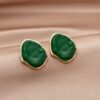 Minimalist Irregular Green Alloy Earrings | Trendy Geometric Design