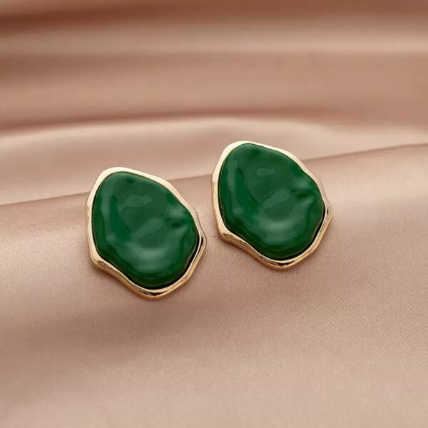 Minimalist Irregular Green Alloy Earrings | Trendy Geometric Design