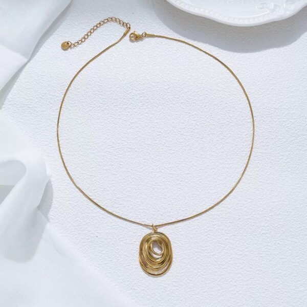 Golden Circle Titanium Steel Pendant Necklace