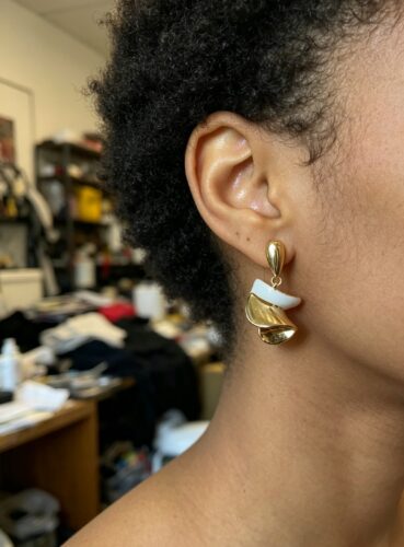 Golden Abstract Wave Earrings photo review