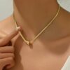 Nova Herringbone Titanium Necklace | Minimalist Gold Bead Chain
