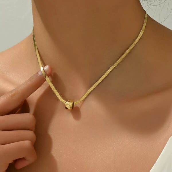 Nova Herringbone Titanium Necklace | Minimalist Gold Bead Chain
