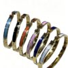 Elegant Enamel H Bracelet – 18K Gold Plated Stainless Steel Bangle