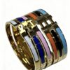 Elegant Enamel H Bracelet – 18K Gold Plated Stainless Steel Bangle