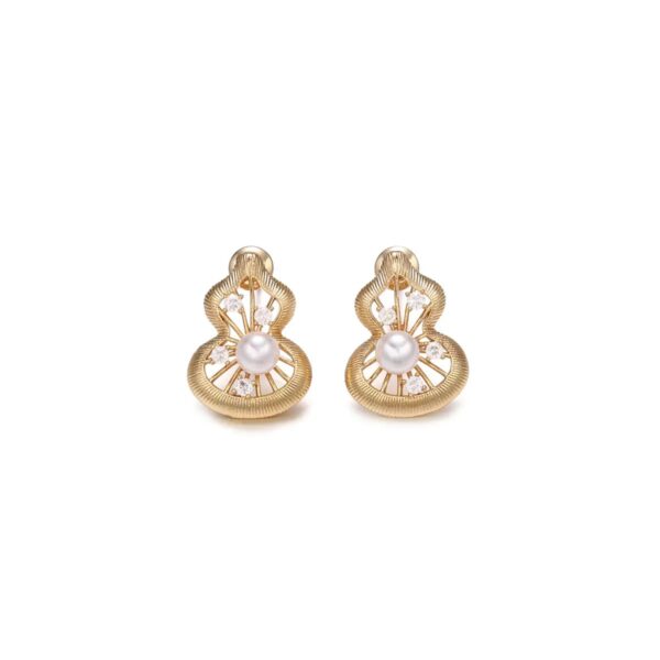 Golden Gourd Pearl Earrings