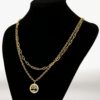 b30d73e9f4858b2f4c6aadba42195202 Tree of Life Layered Titanium Necklace | Gold Double Chain Pendant