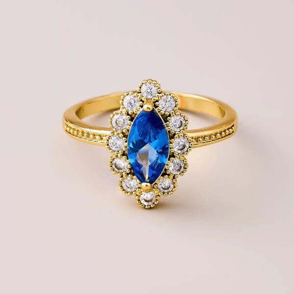 Gold Open Ring with Colored Zircon & Sparkling Accents