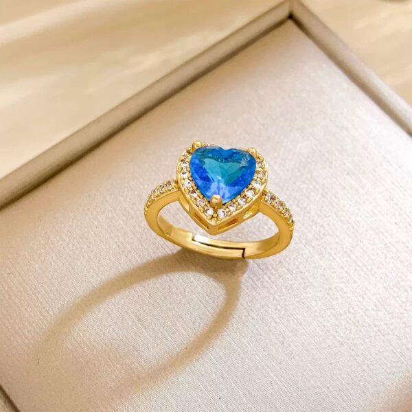 Heart Zircon Adjustable Gold Ring