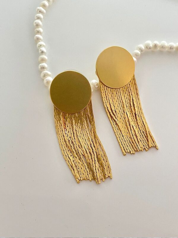 Golden Cascade Fringe Earrings