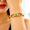Gold Evil Eye Bracelet for Women – Stainless Steel Lucky Protection Bangle Jewelry