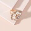 Pearl & Crystal Floral Statement Ring