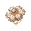 Pearl & Crystal Floral Statement Ring