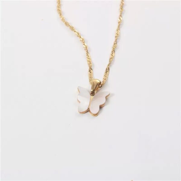 Aurora Butterfly Titanium Necklace | Elegant Gold Pendant Chain