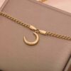 Luna Crescent Titanium Necklace | Gold Moon Pendant Chain