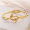 Gold Butterfly Bracelet for Women – Stainless Steel Crystal Open Bangle Jewelry