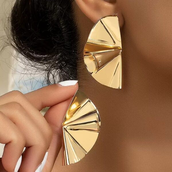 Golden Fan Shaped Earrings