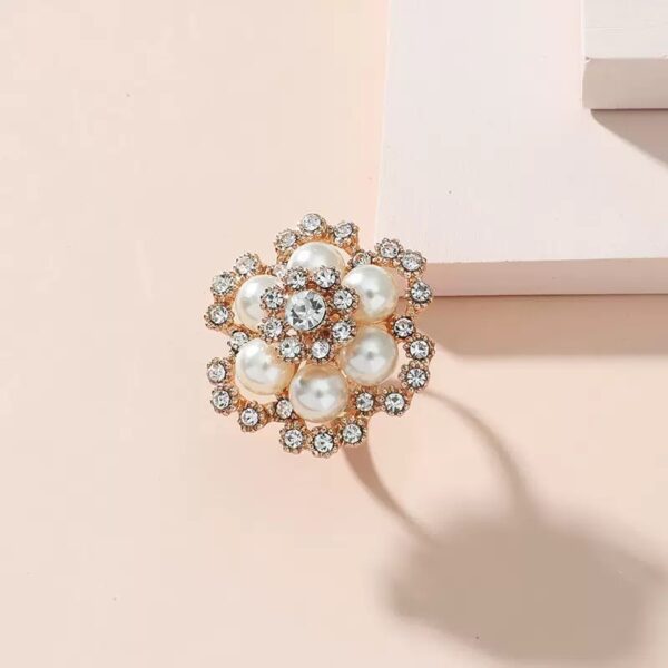 Pearl & Crystal Floral Statement Ring